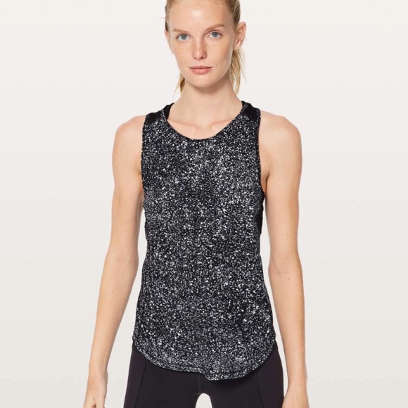 Lululemon Sculpt Tank II Splatter Black and White Racerback Tank • size small - Picture 1 of 10